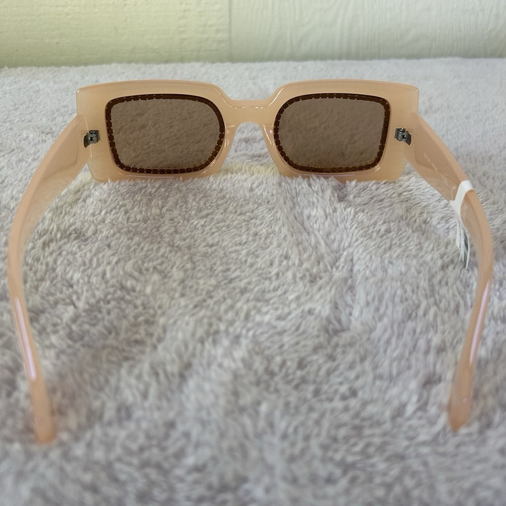 Free People Sofia Crystal Sunglasses Rectangle Thick Frame LightSand NWT Soldout - Picture 4 of 6